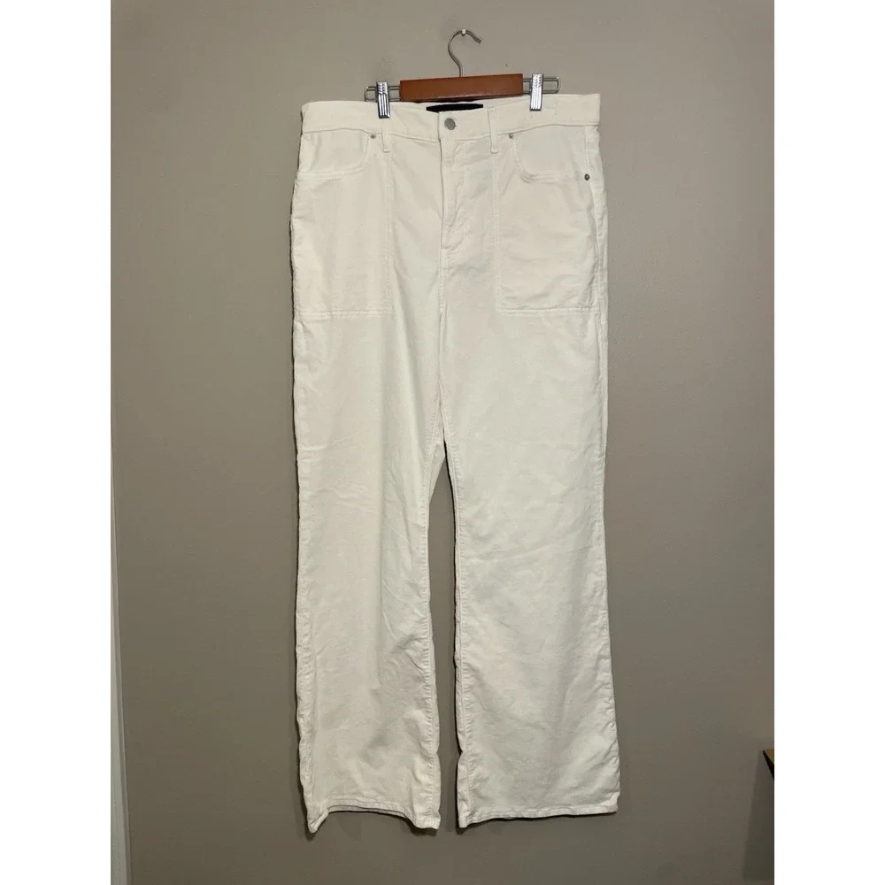 Veronica Beard Crosbie Wide Leg Corduroy Pants High Rise Sz 32 Cream Ecru